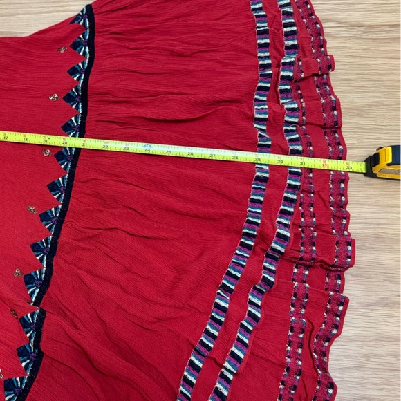 Free People To The Point Embroidered Maxi Top XS Red dress boho-chic - Picture 10 of 10